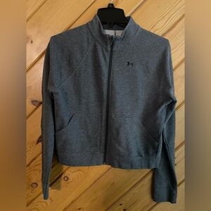 Under Armour, gray girls youth, 16 long sleeve zip up sweatshirt (o12)